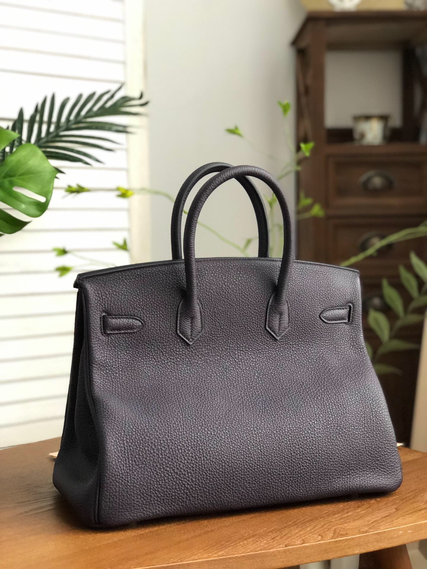 Hermes Birkin Black For Women Silver Toned Hardware 14in/35cm - Soul Replicas
