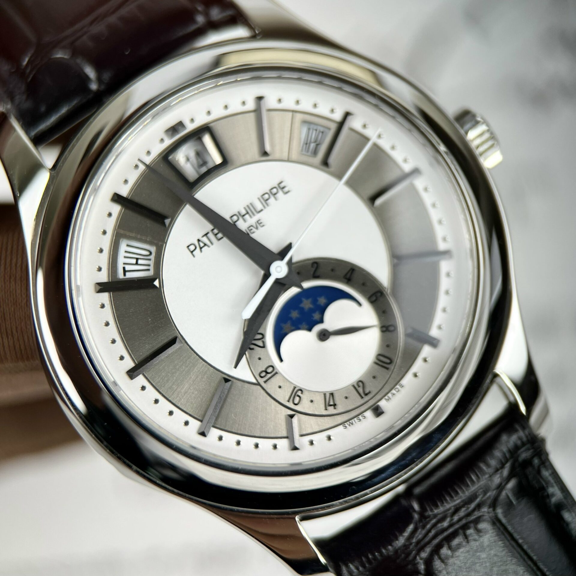 Patek Philippe Complications 5205G Replica Watch Leather Strap 40mm - Soul Replicas