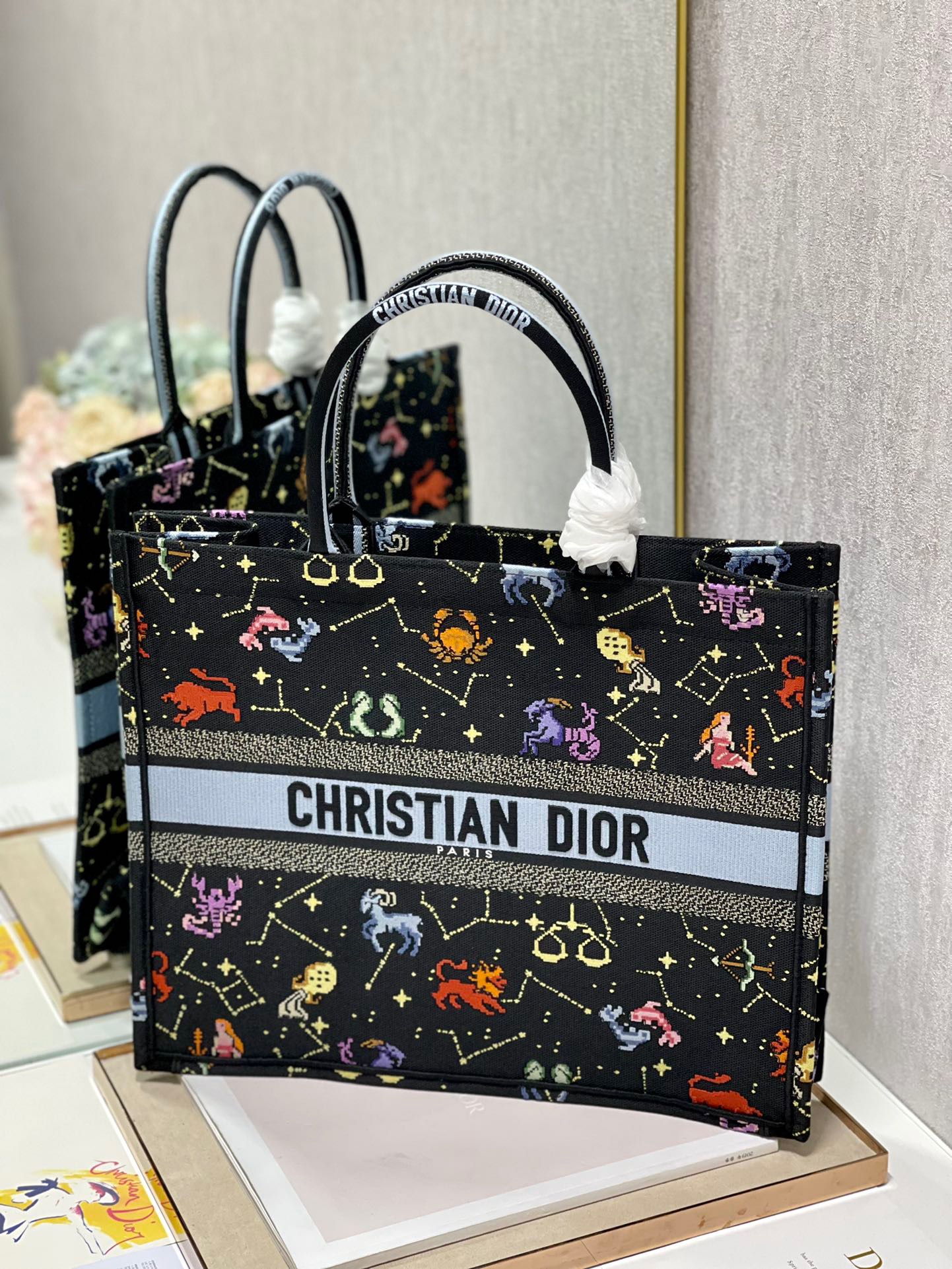 Christian Dior Large Dior Book Tote Black. For Women. Women's Handbags 16.5in/42cm CD - Soul Replicas