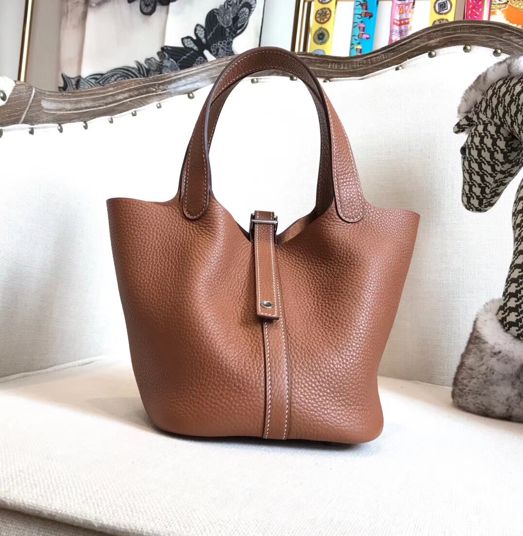 Hermes Picotin Lock Brown For Women Silver Toned Hardware 7.1in/18cm - Soul Replicas