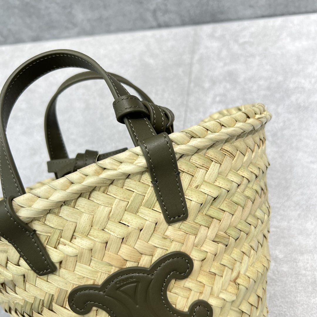 Celine Teen Triomphe Classic Pannier Tote Dark Green For Women 8in/20cm - Soul Replicas