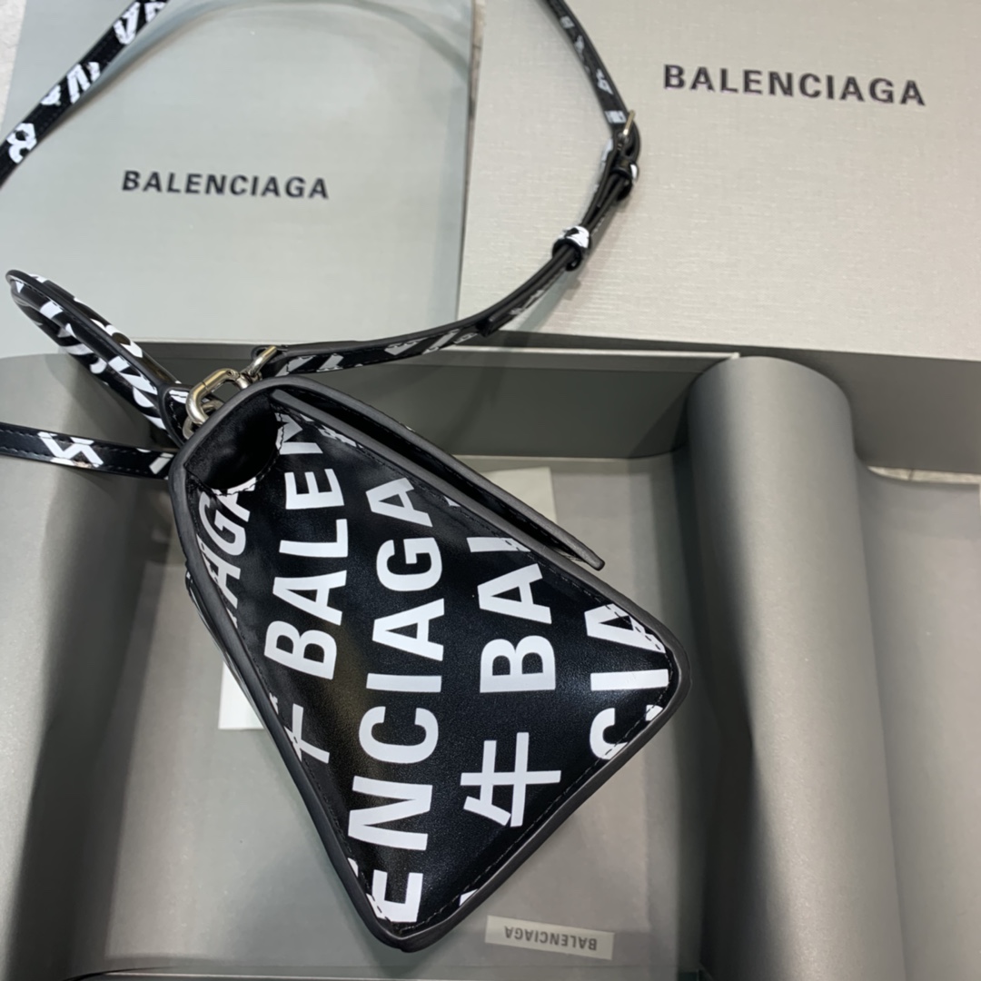 Balenciaga Hourglass Small Handbag In Black And White. For Women. Women-s Bags 9in/23cm - Soul Replicas