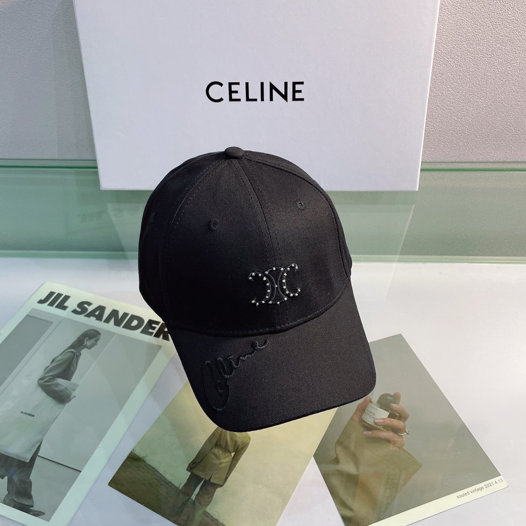 Celine Baseball Cap In Cotton Black - Soul Replicas