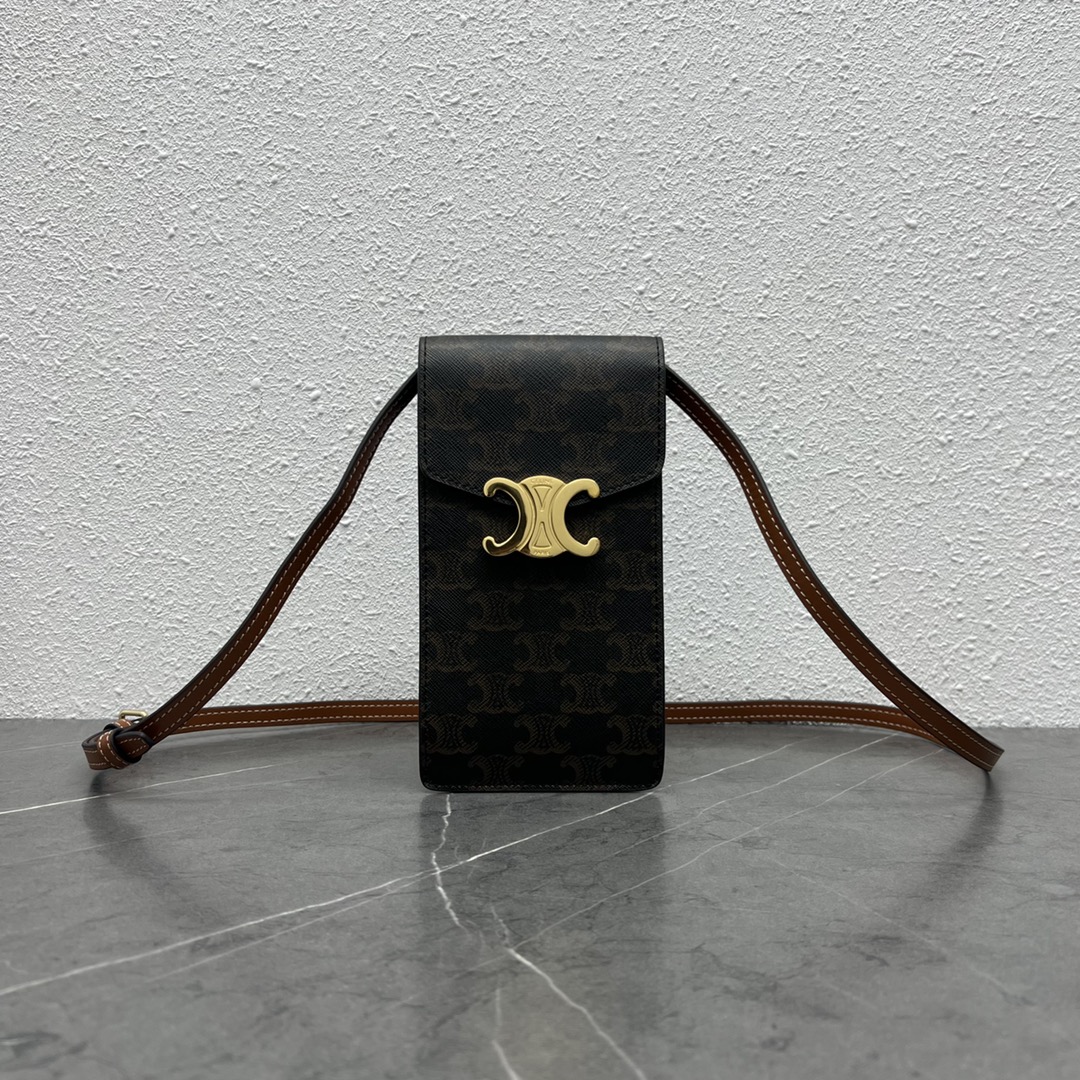 Celine Vertical Mobile Pouch Triomphe Tan For Women 6in/19cm 10j092dqb.04LU - Soul Replicas