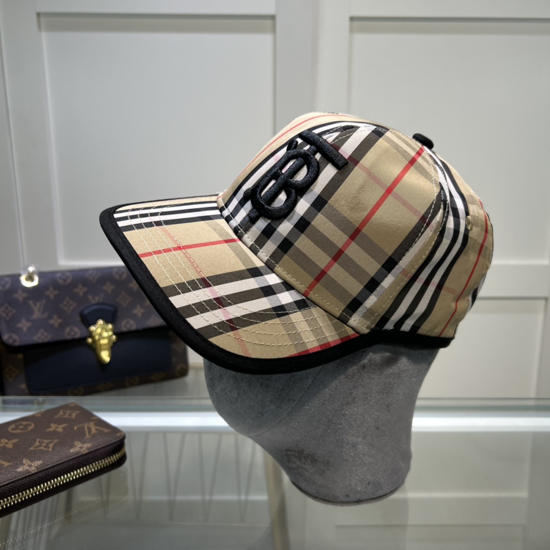 Burberry Monogram Motif Icon Stripe Cotton Baseball Cap Beige - Soul Replicas