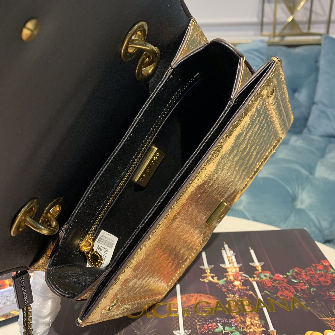 Dolce & Gabbana Medium DG Bag In Printed Solid Pattern Gold For Women 9in/23cm DG - Soul Replicas