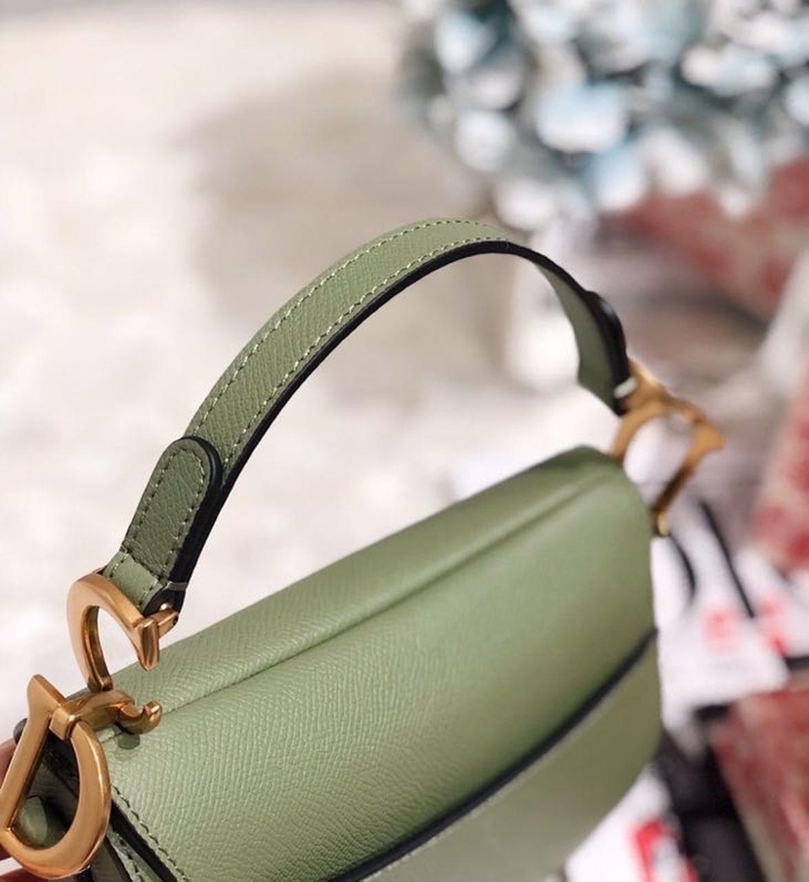 Christian Dior Saddle Bag Cedar Green Grained Canvas Spring For Women 20cm/8in CD - Soul Replicas