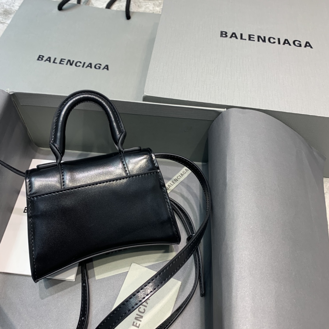 Balenciaga Hourglass Mini Handbag In Black. For Women. Women-s Bags 4.7in/12cm - Soul Replicas