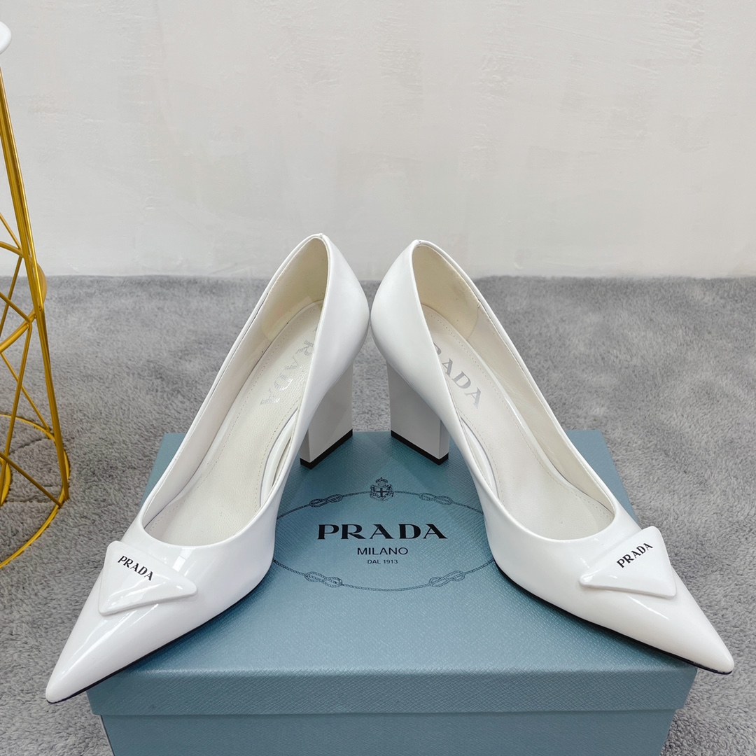 Prada Brushed Pumps White For Women Prada - Soul Replicas