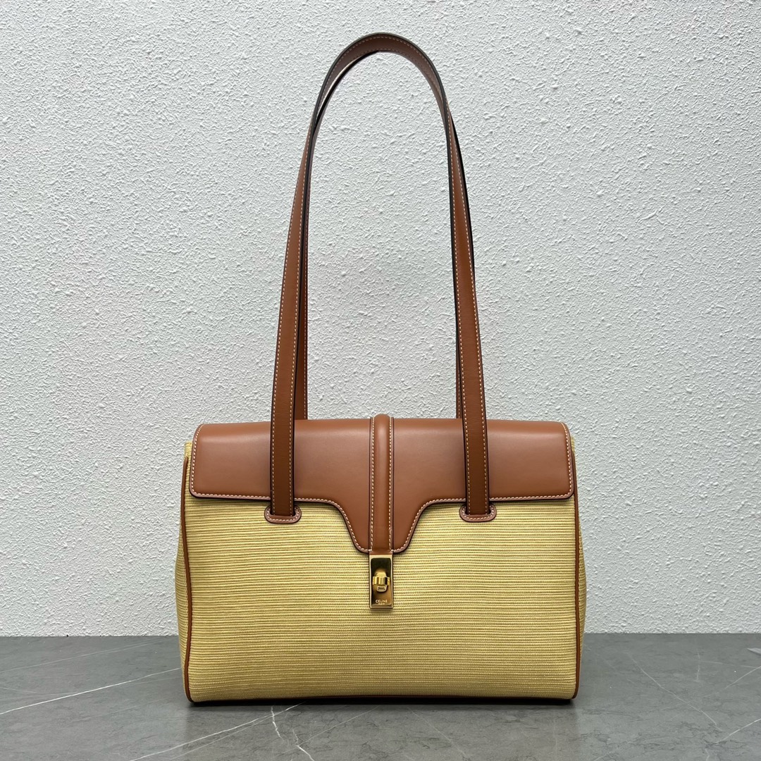 Celine Medium Soft 16 Bag In Textile Natural / Tan For Women 13in/32cm 195542DSH.02NT - Soul Replicas