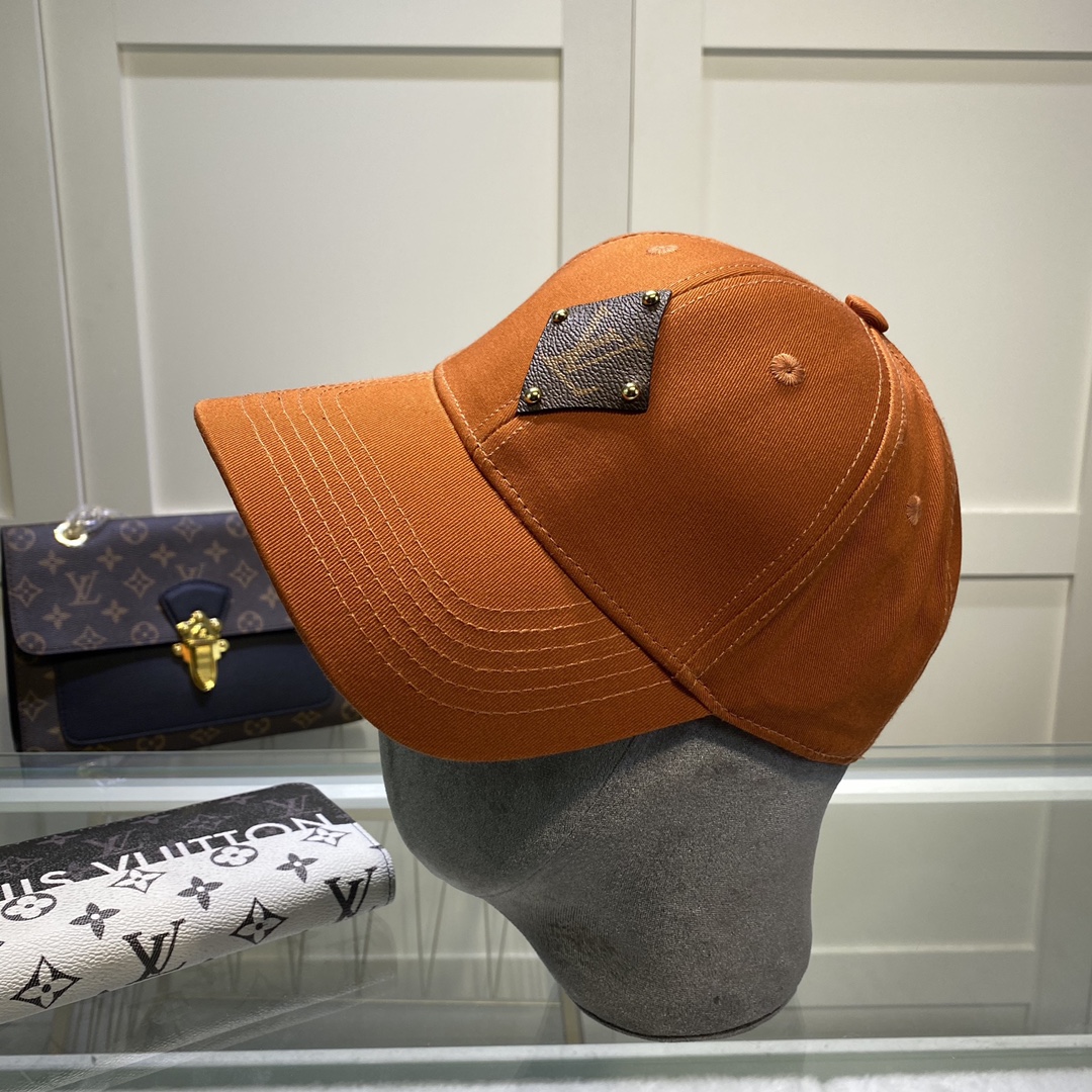 Louis Vuitton Embroidered Logo Baseball Cap Orange LV Cap - Soul Replicas