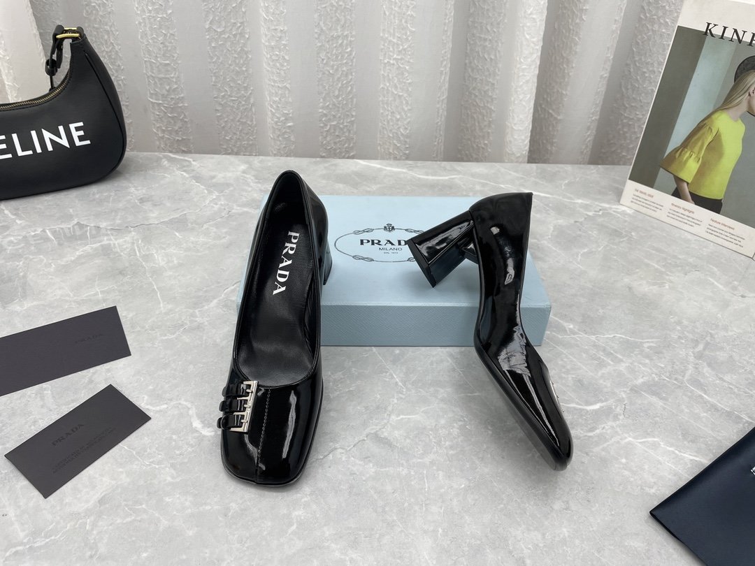 Prada Brushed Pumps Black For Women 2.5in/65mm Prada - Soul Replicas