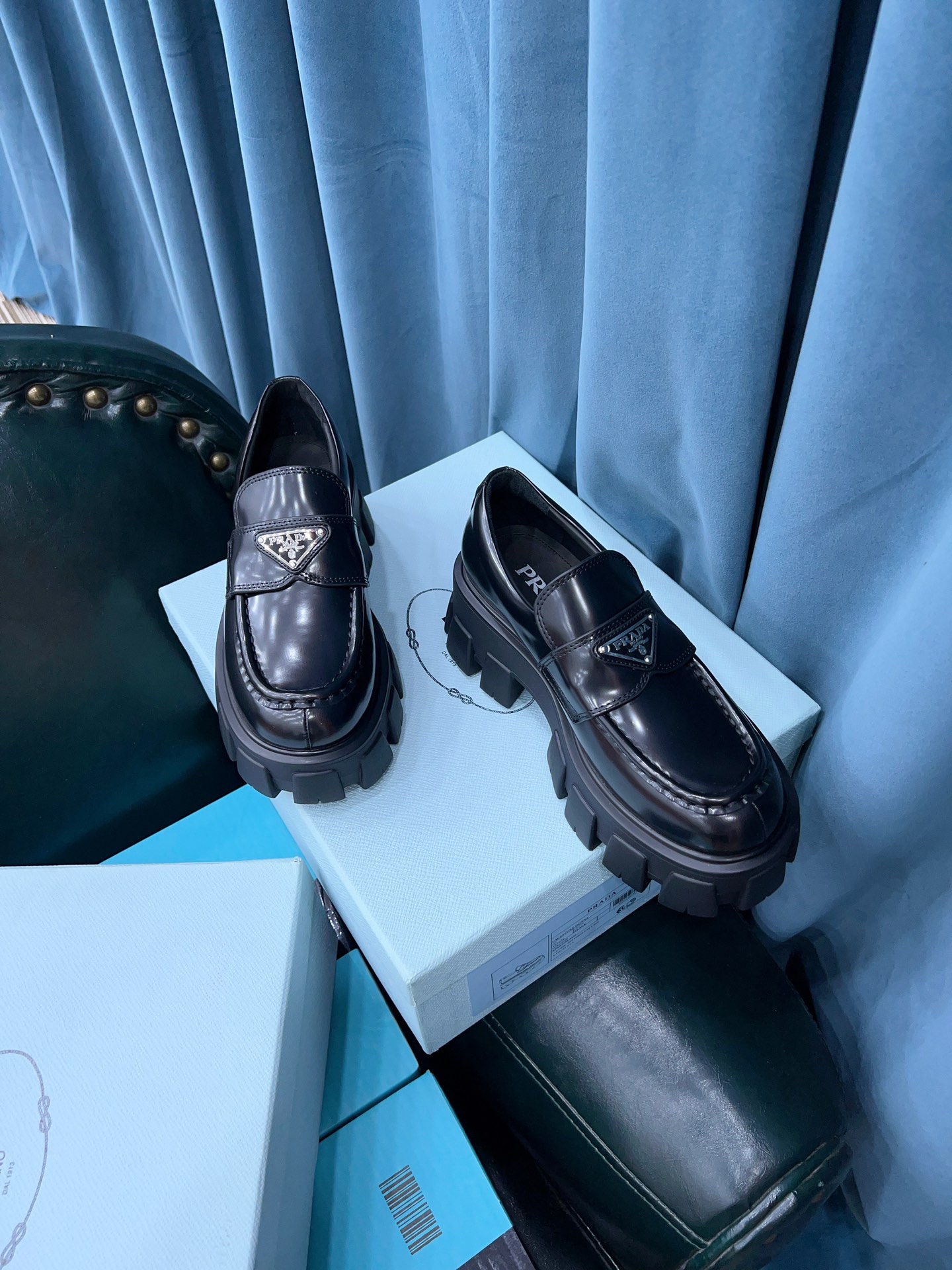 Prada Monolith Brushed Loafers Black For Women 2.4in/60mm Prada 2DE129_B4L_F0002  - Soul Replicas