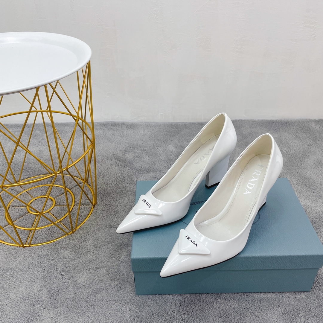 Prada Brushed Pumps White For Women Prada - Soul Replicas