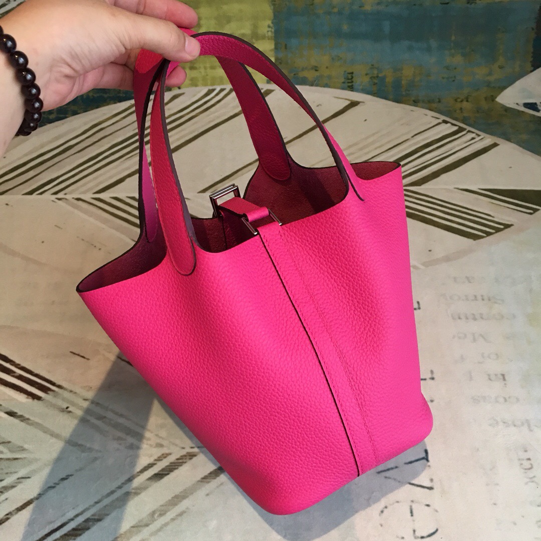 Hermes Picotin Lock 18 Pink Clemence Palladium Hardware For Women 7.5in/19cm - Soul Replicas