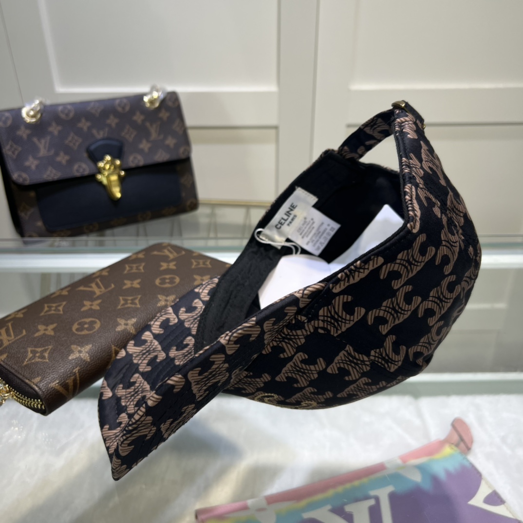 Celine Triomphe Baseball Cap Black/Brown Celine Cap - Soul Replicas