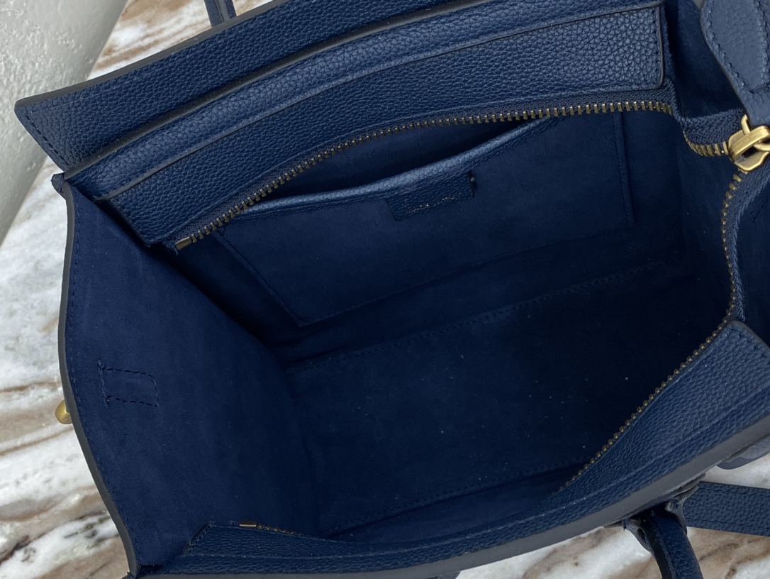 Celine Nano LuGucciage Bag In Drummed Dark Blue For Women 8in/20cm  - Soul Replicas