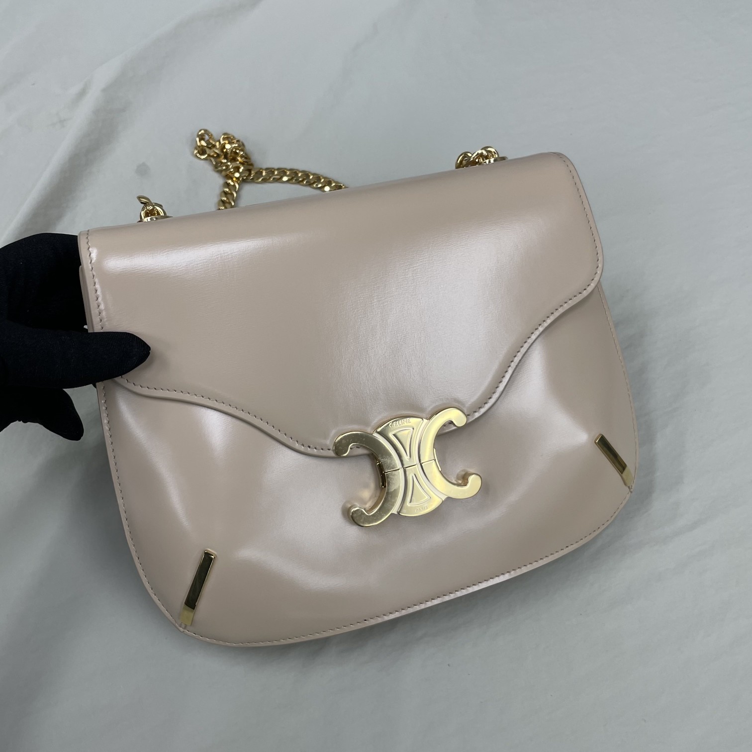 Celine Chain Besace Triomphe Nude For Women 10in/24.5cm 199273BF4.03ND - Soul Replicas