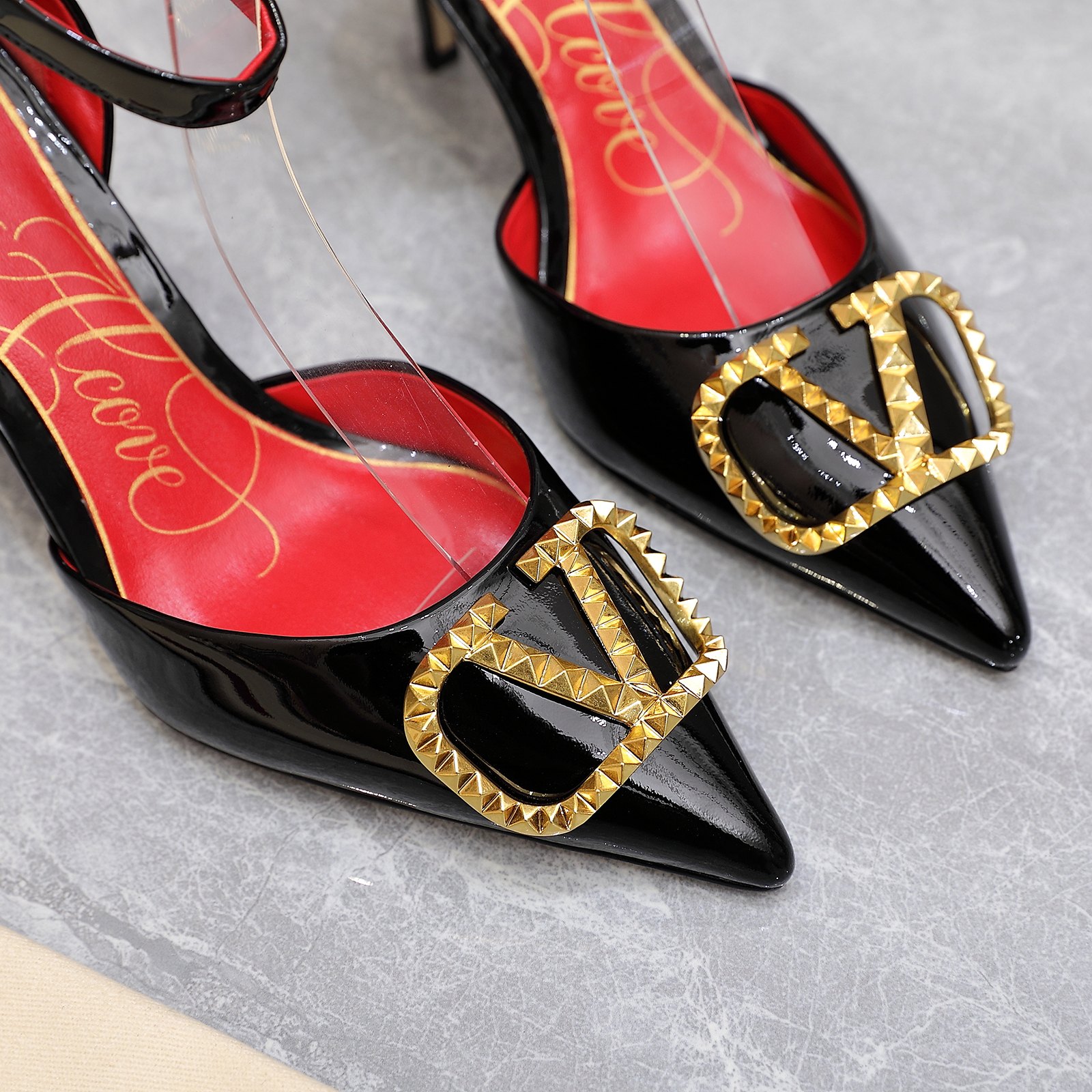 Valentino Garavani Rockstud Alcove Pumps Shiny Black For Women - Soul Replicas