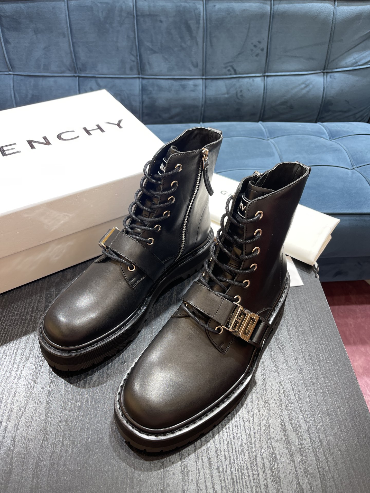 Givenchy Squared Derbies With 4G Buckle Boots Black For Men GVC - Soul Replicas