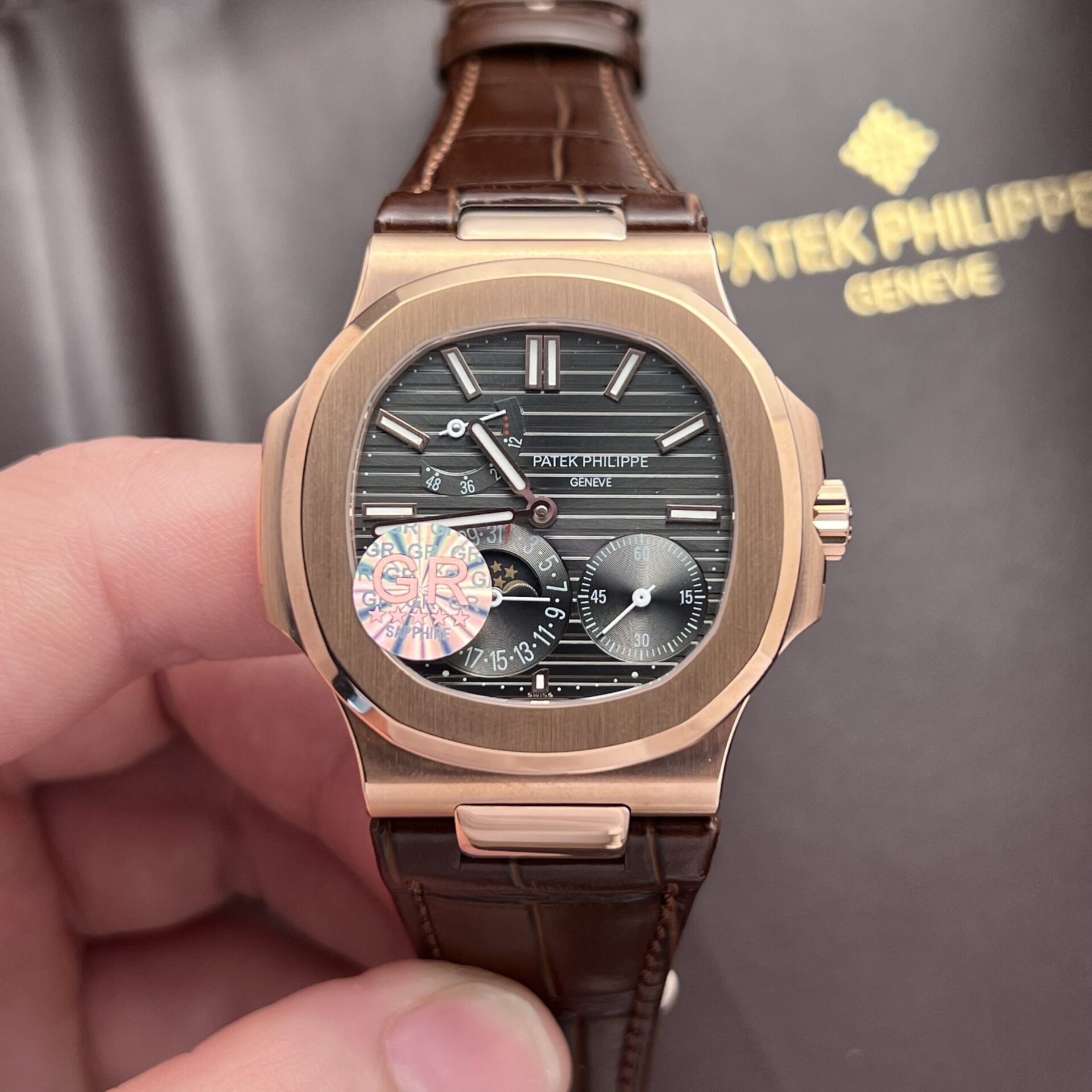 Patek Philippe Replica Watch Nautilus 5712R Brown Leather Strap GR Factory 40mm - Soul Replicas
