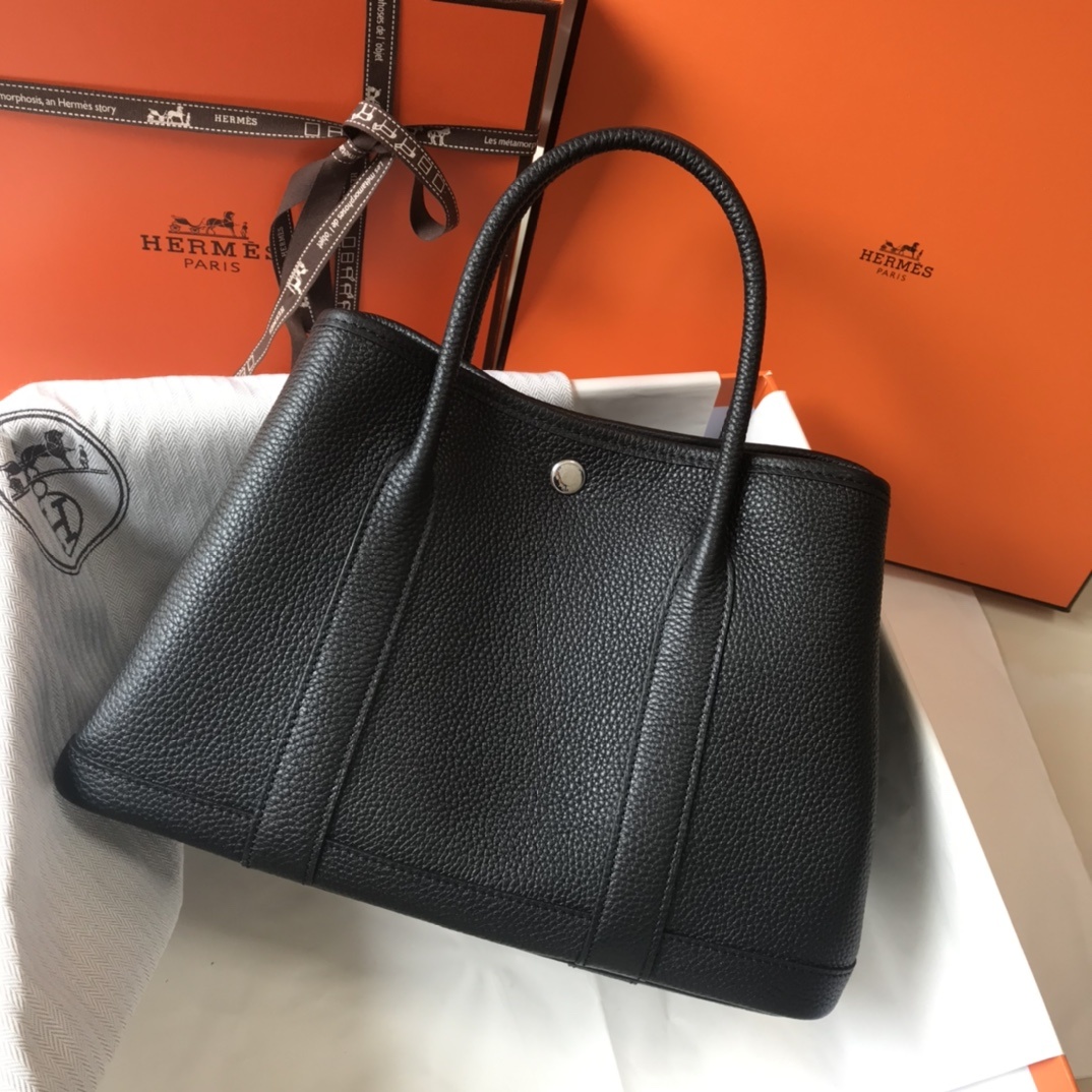 Hermes Garden Party 30 Tote Bag Black For Women. Women's Handbags. Shoulder Bags 11.8in/30cm - Soul Replicas
