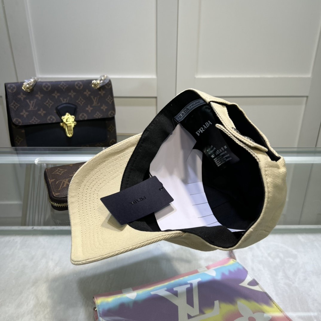 Prada Drill Baseball Cap Cream Prada Cap - Soul Replicas