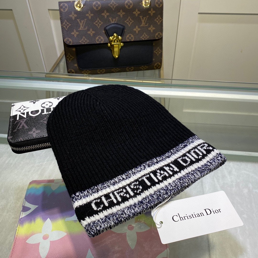 Dior Pompom Beanie In Black - Soul Replicas