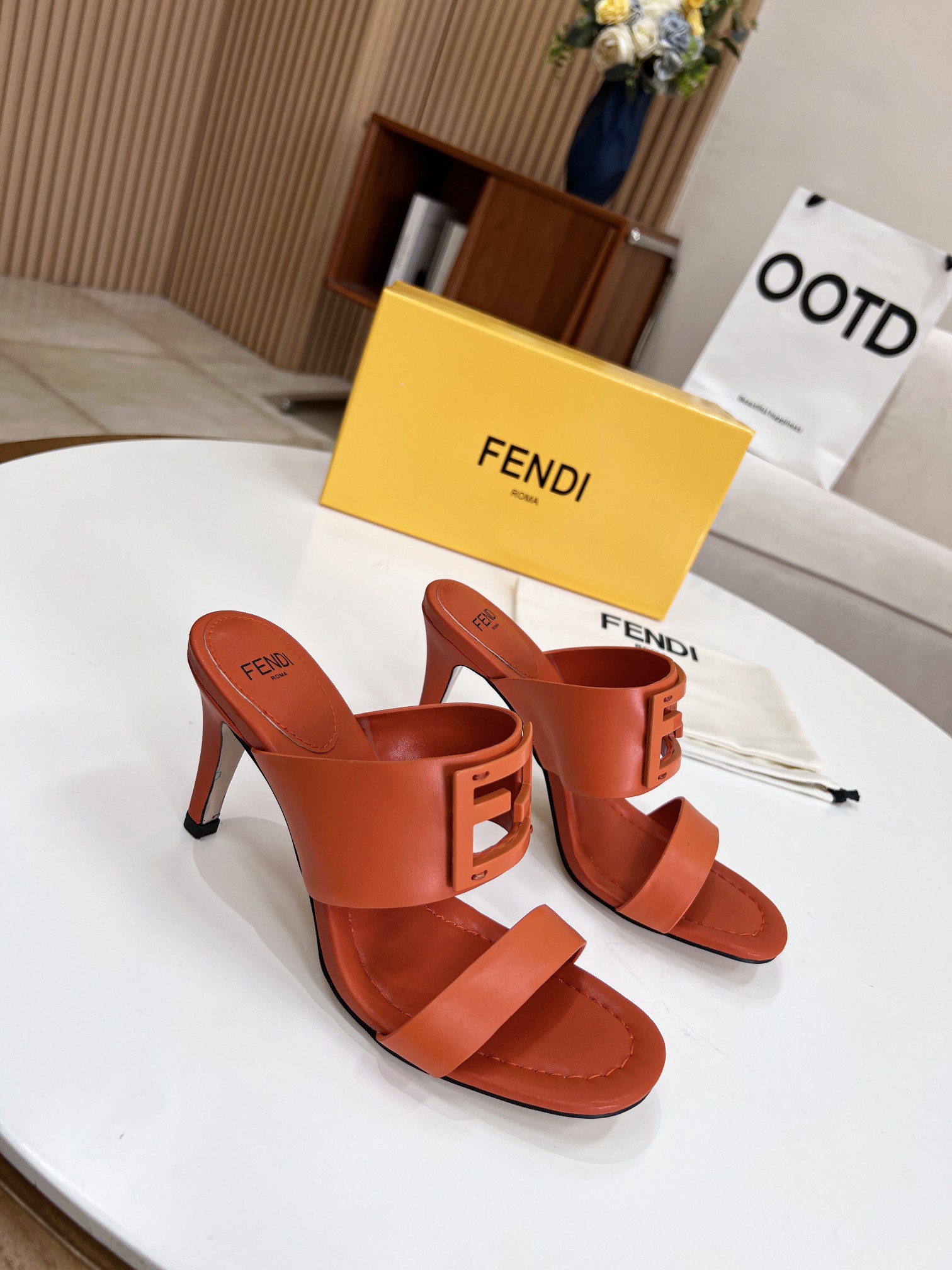 Fendi Baguette Brown Heels For Women 8R8287AE7TF1C4R - Soul Replicas