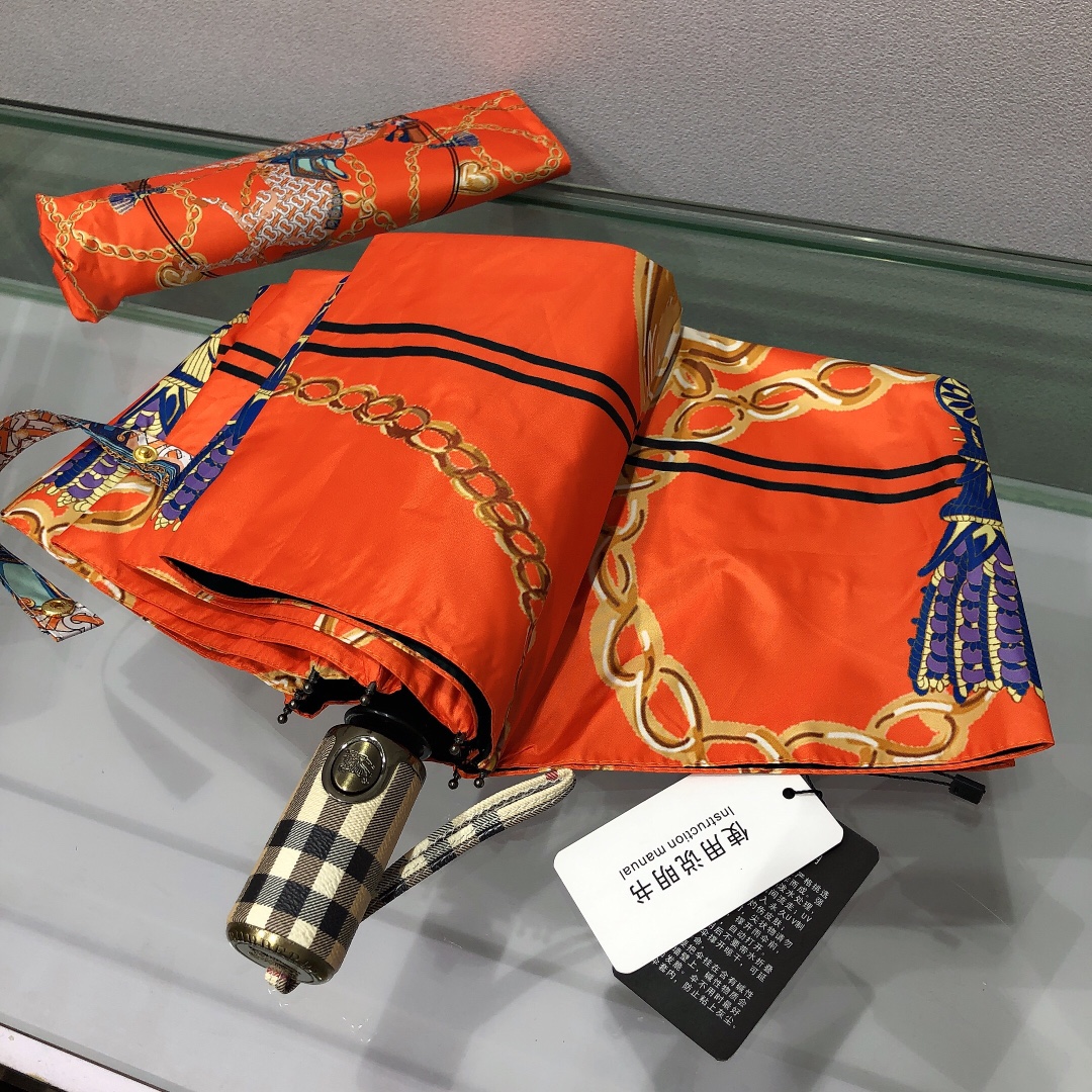 Hermes Pluie De H Folding Umbrella Orange - Soul Replicas