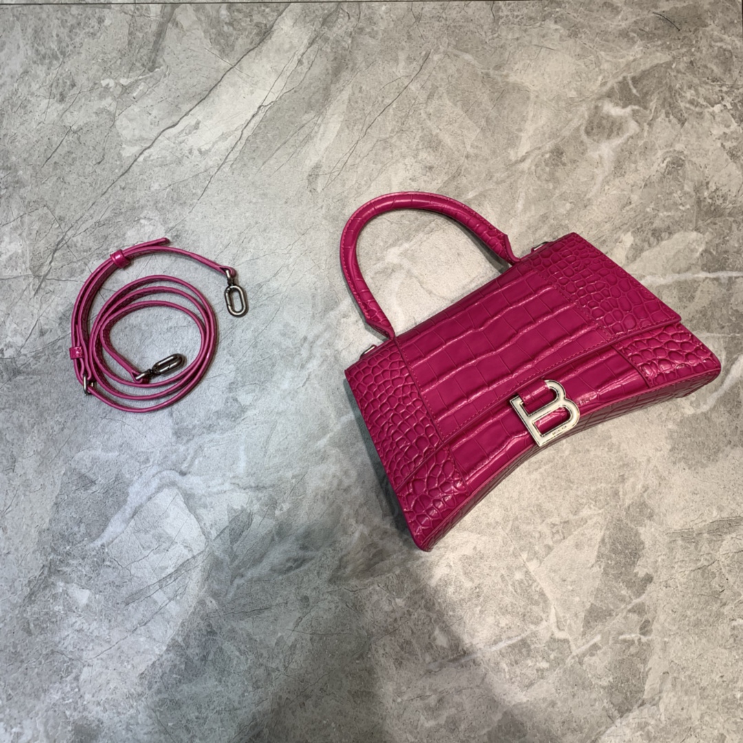 Balenciaga Hourglass Small Handbag In Dark Pink. For Women. Women-s Bags 9in/23cm - Soul Replicas