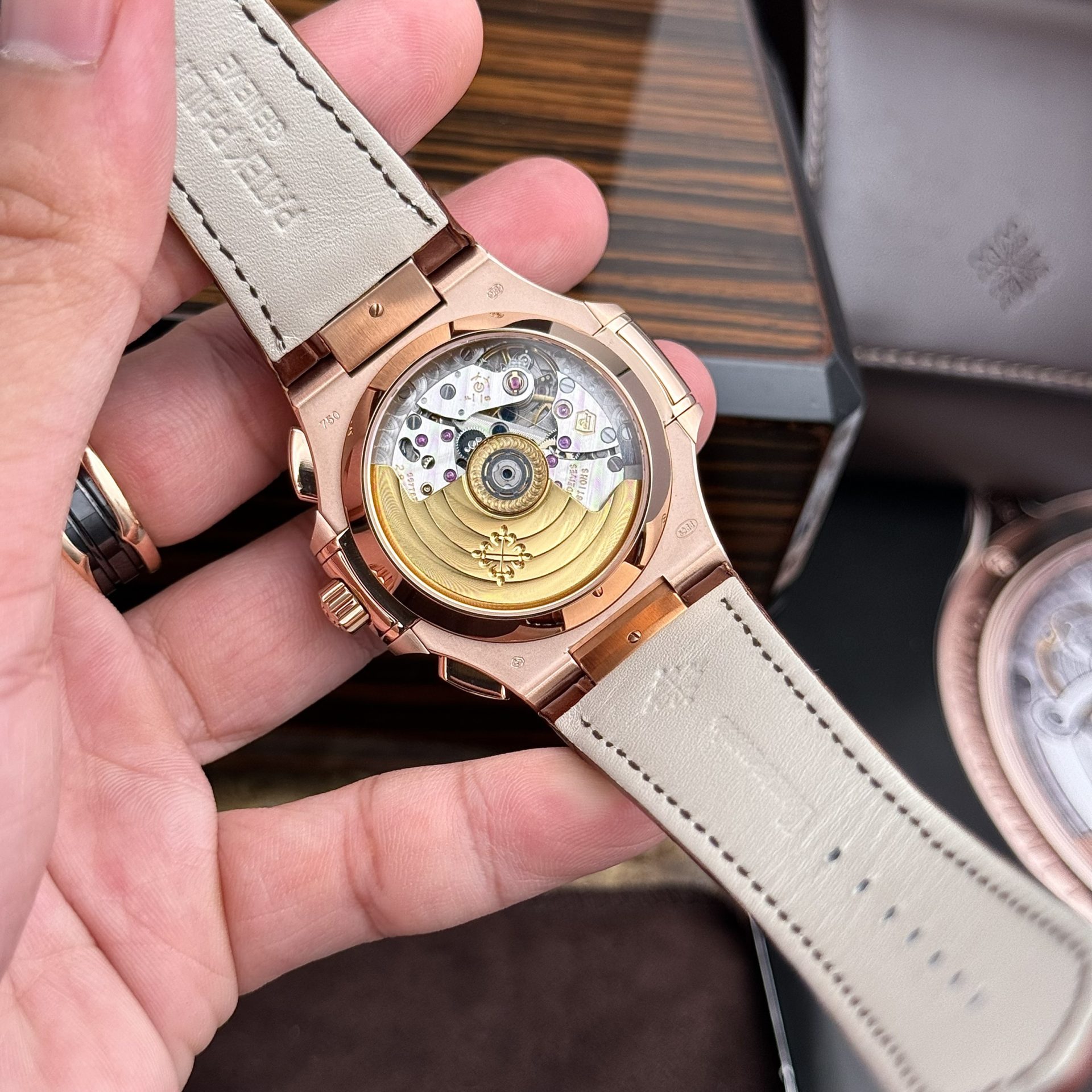 Patek Philippe Replica Watch Nautilus 5980 Brown Dial Leather Strap 40mm - Soul Replicas