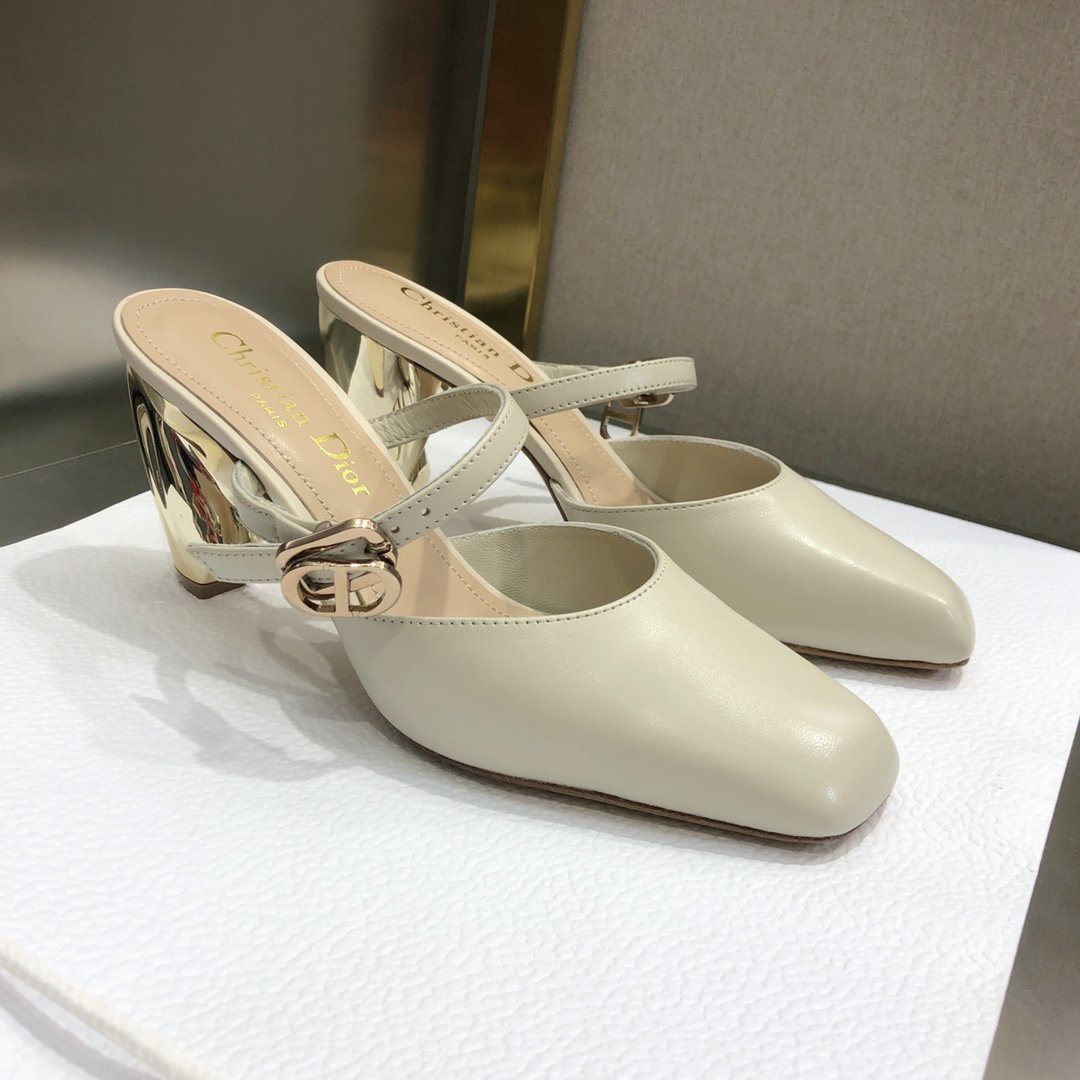 Christian Dior Rhodes Heeled Mule Beige For Women CD - Soul Replicas