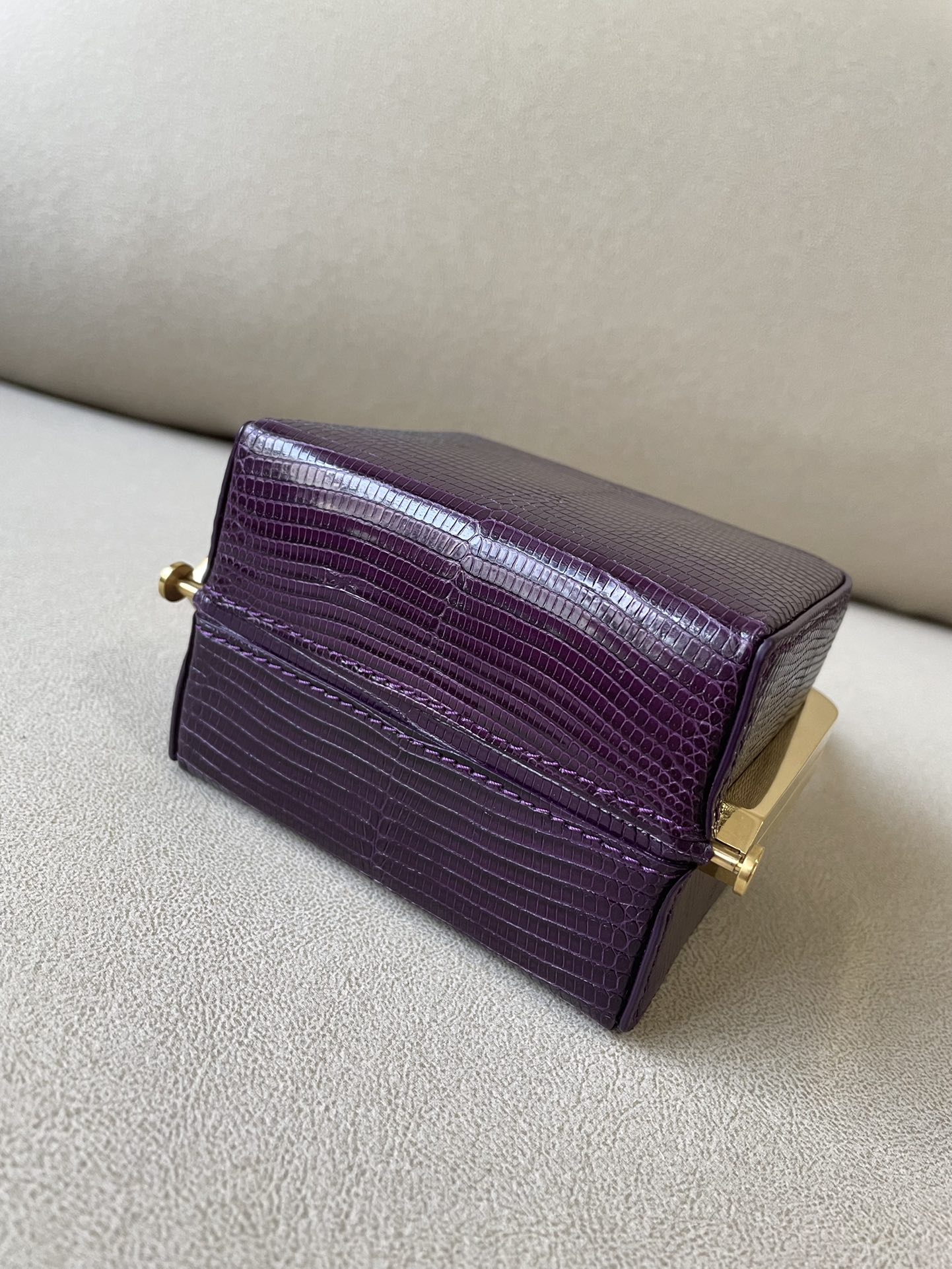 Celine Triomphe Minaudiere In Lizard Violet For Women 4in/10cm - Soul Replicas