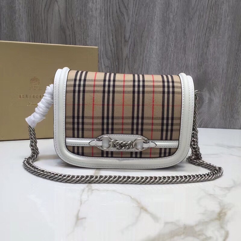 Burberry 1983 Check LiNike Bag White For Women. Women-s Bags 9in/23cm - Soul Replicas