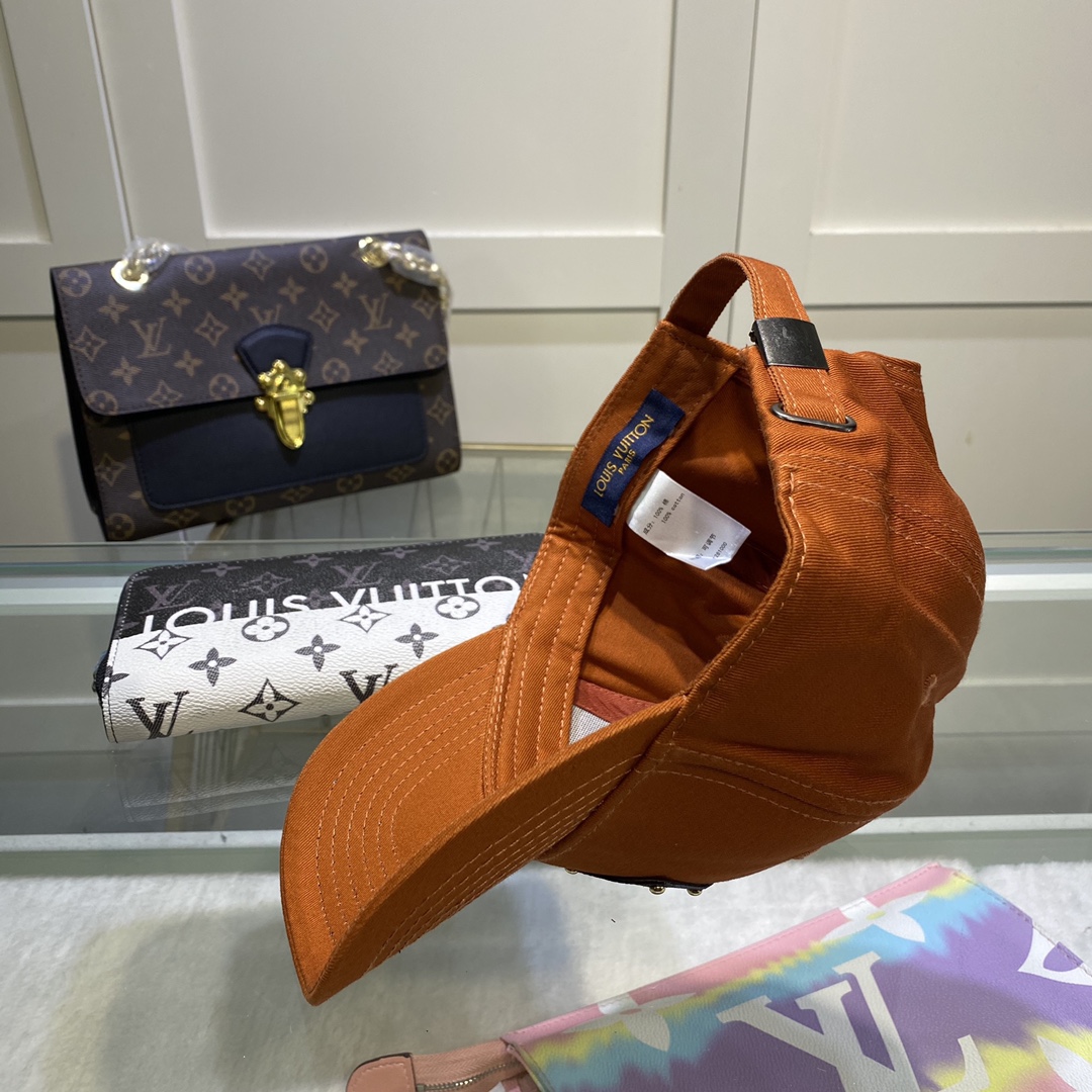 Louis Vuitton Embroidered Logo Baseball Cap Orange LV Cap - Soul Replicas