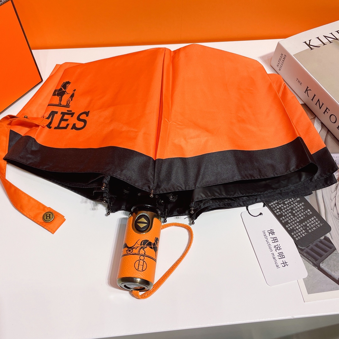 Hermes Pluie De H Folding Umbrella Orange - Soul Replicas