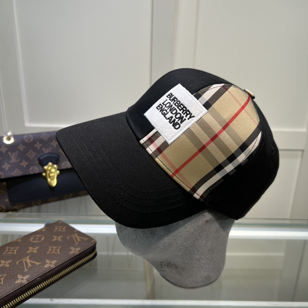 Burberry Monogram Motif Icon Stripe Cotton Baseball Cap Black - Soul Replicas