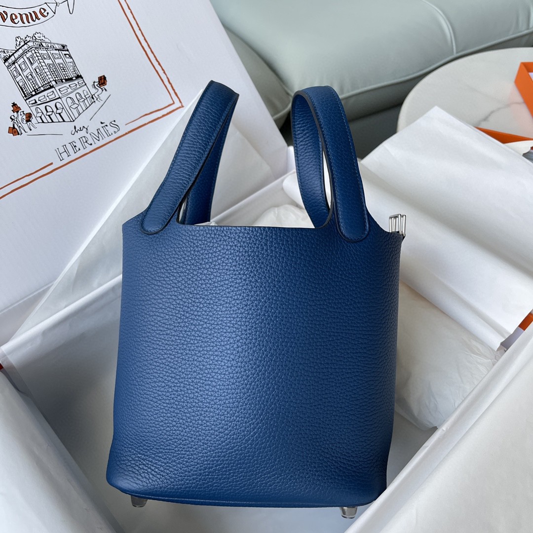 Hermes Picotin Lock 18 Bag Navy Blue For Women. Women-s Handbags 7.1in/18cm - Soul Replicas