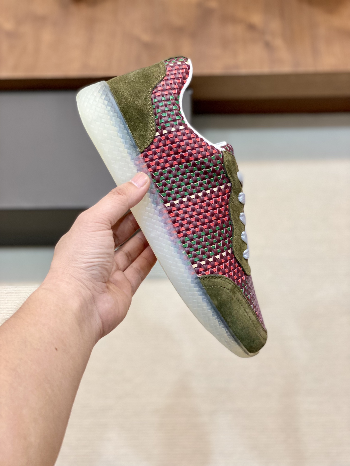 Bottega Veneta Men's Knit Sneakers PiNike And Brown For Men - Soul Replicas