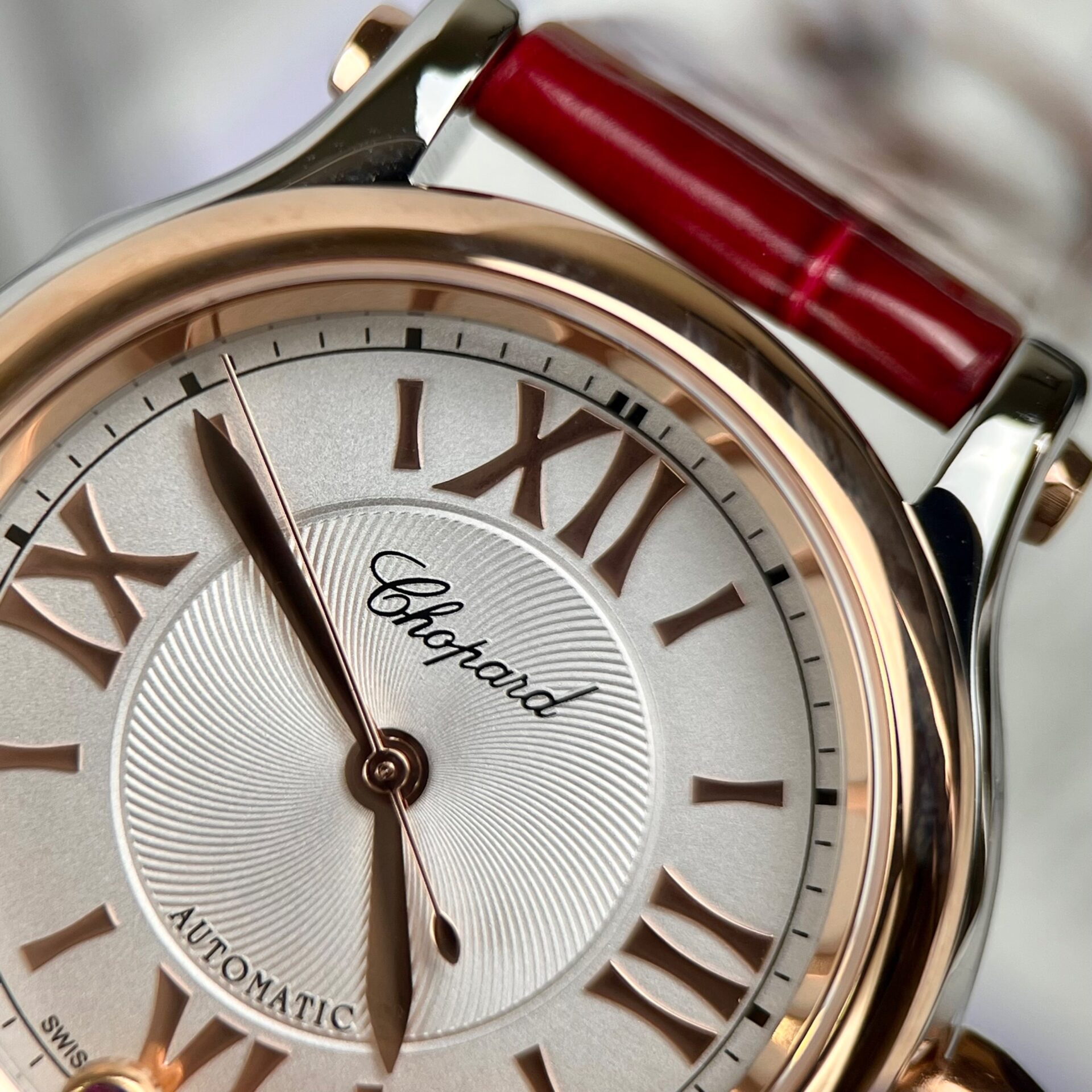 Chopard Happy Sport Replica Watch Red Leather Strap 36mm - Soul Replicas