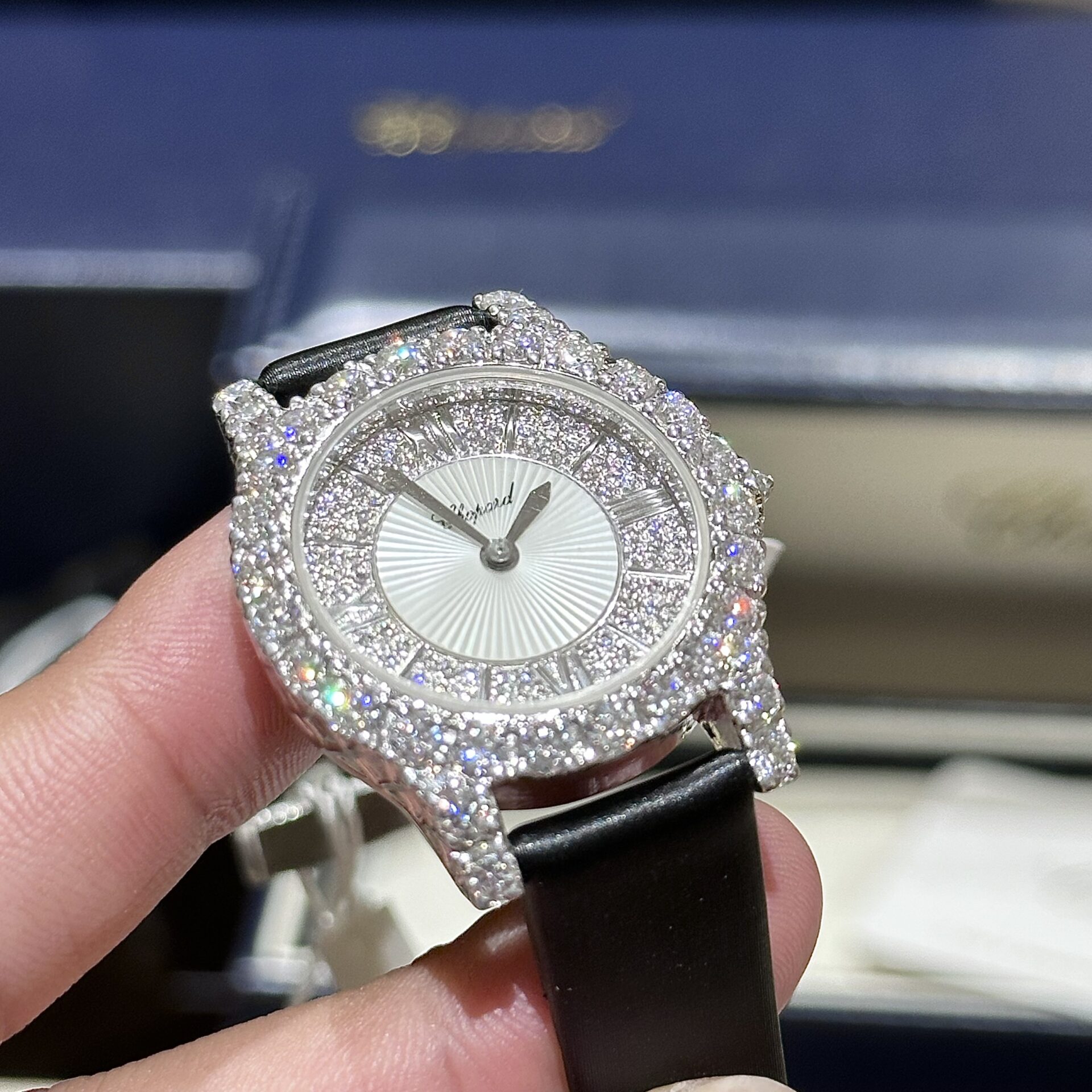 Chopard Replica Watch With Moissanite Diamond Leather Strap 30mm - Soul Replicas