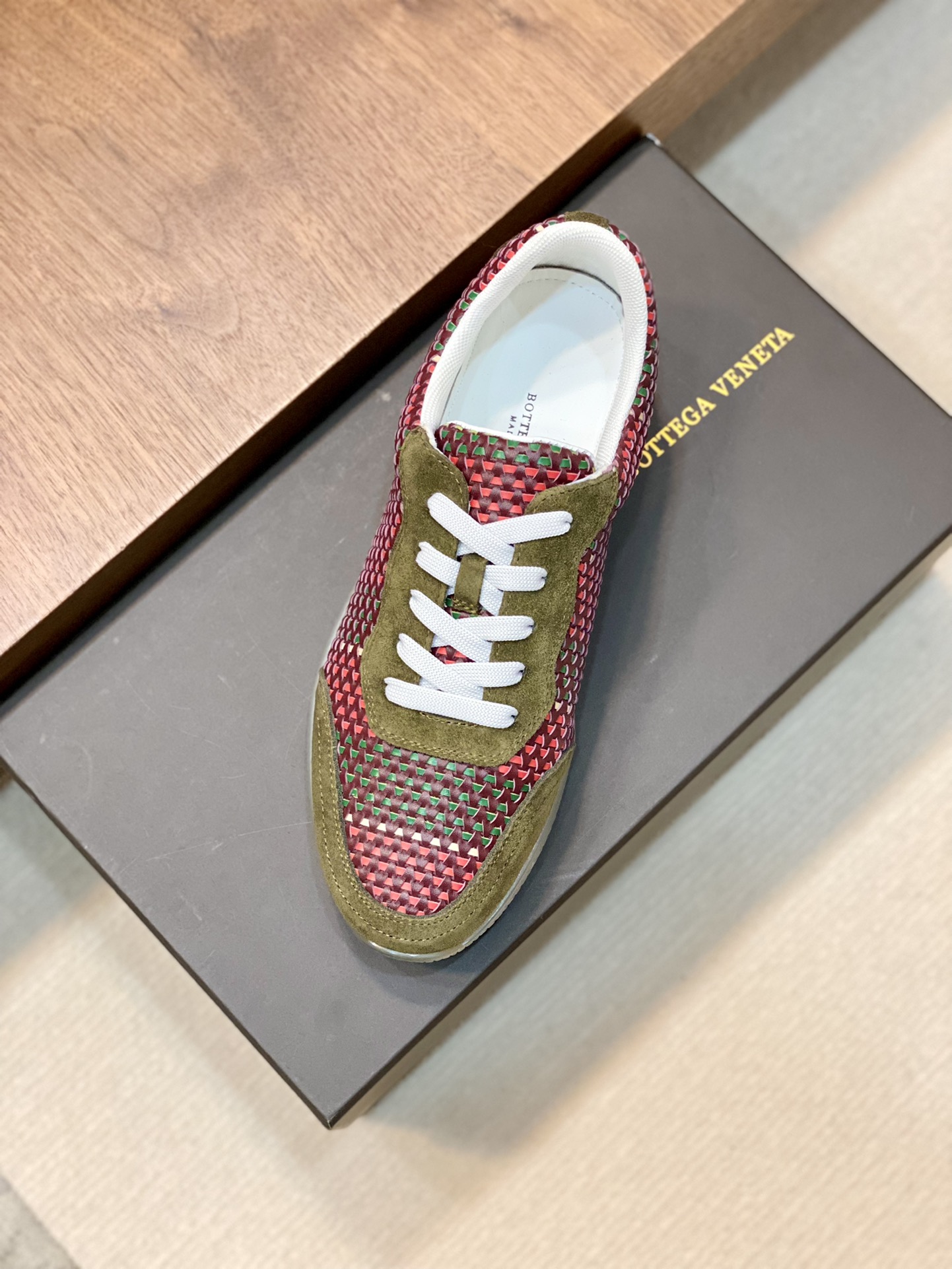 Bottega Veneta Men's Knit Sneakers PiNike And Brown For Men - Soul Replicas