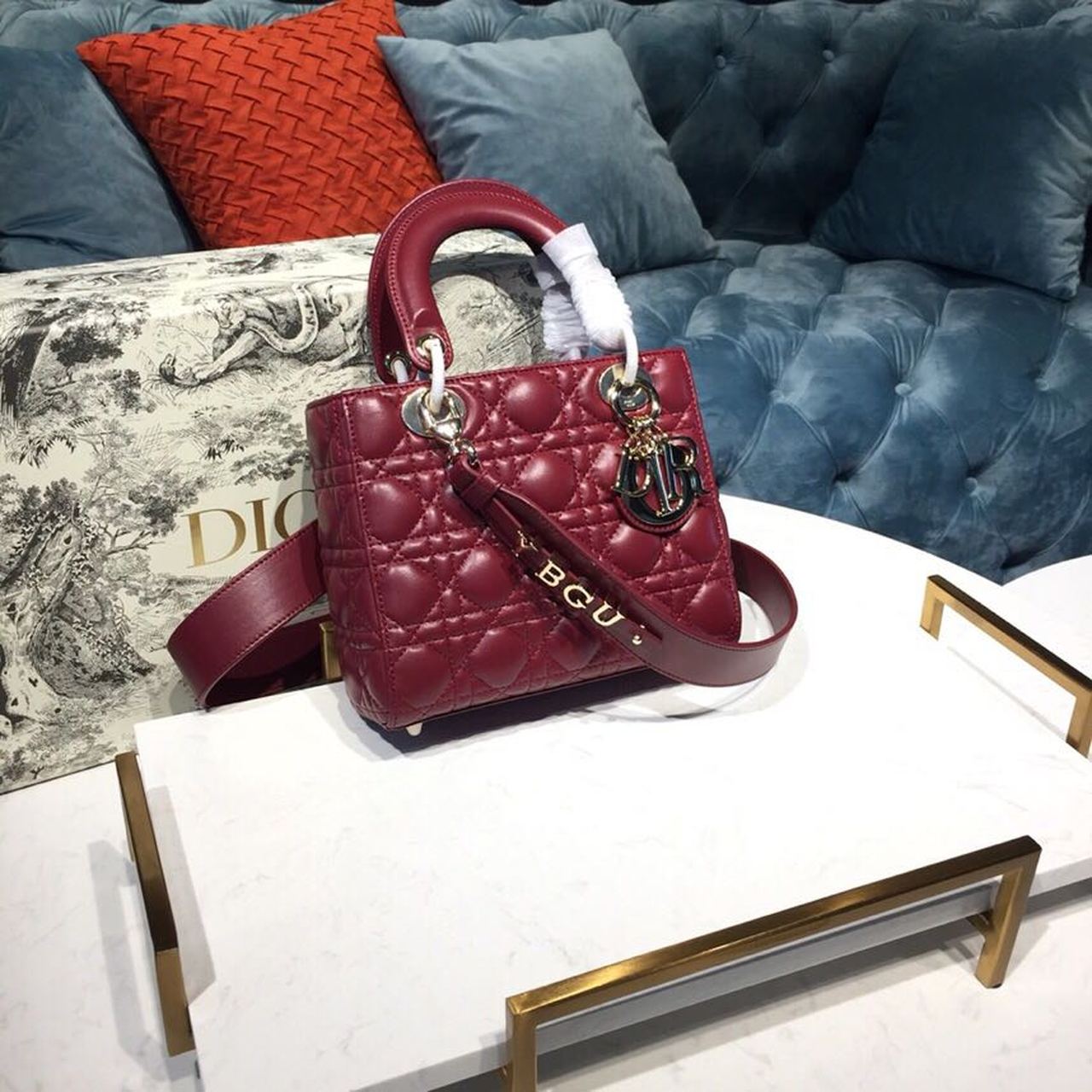 Christian Dior Small Lady Dior My ABCDior Bag Cherry Red Cannage  For Women 20cm/8in CD - Soul Replicas