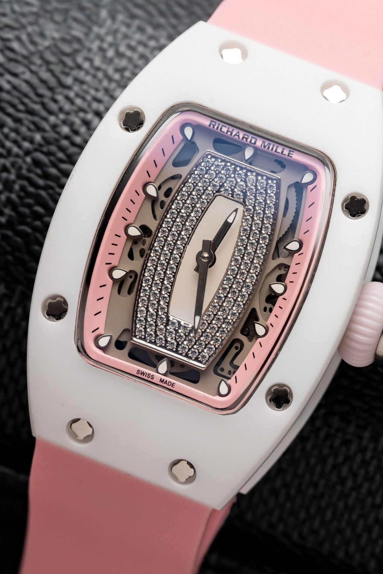 Richard Mille RM07-01 Ceramic Best Replica Watch Pink Rubber Strap 36mm - Soul Replicas