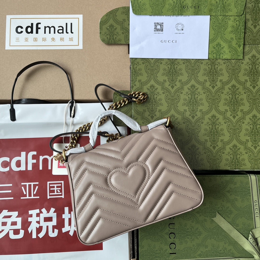 Gucci Marmont Mini Top Handle Bag Nude For Women. Women-s Bags 8.3in/21cm Gucci - Soul Replicas