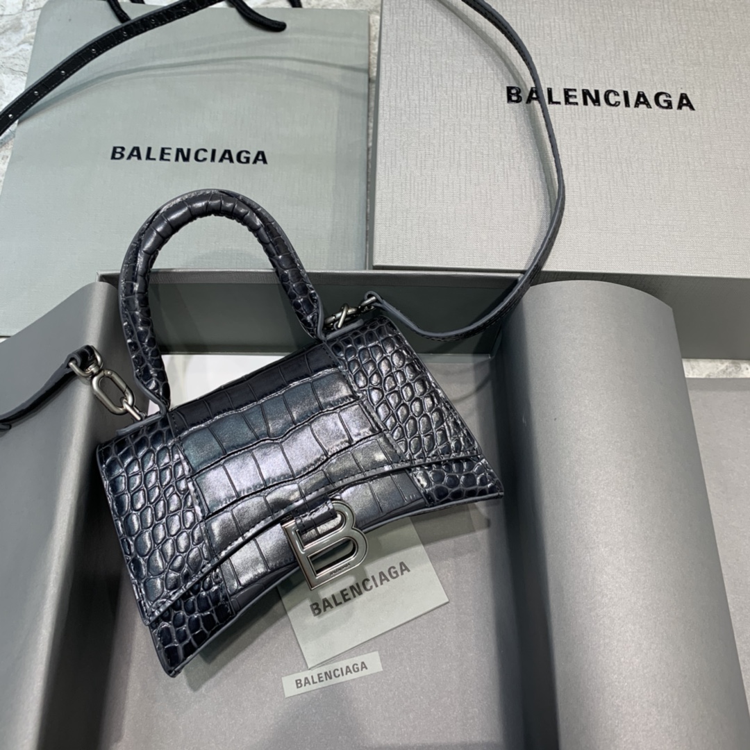 Balenciaga Hourglass XS Handbag In Dark Grey. For Women. Women-s Bags 7.4in/19cm 5935461LR6Y1309 - Soul Replicas