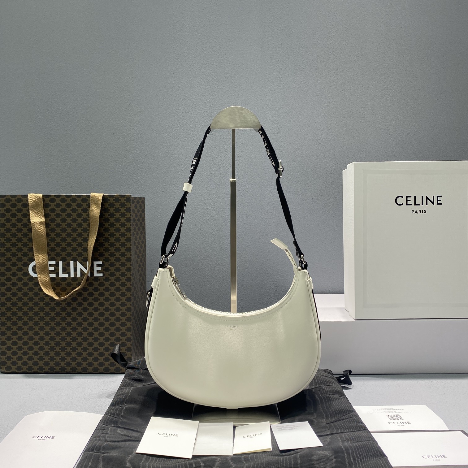 Celine Medium Ava Bag With Celine Strap White For Women 9in/23cm - Soul Replicas