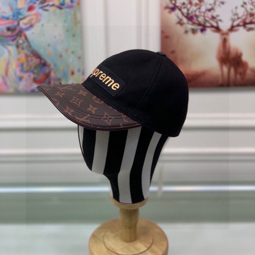 Louis Vuitton x Supreme LV Get Ready Cap Black/Brown LV Cap - Soul Replicas