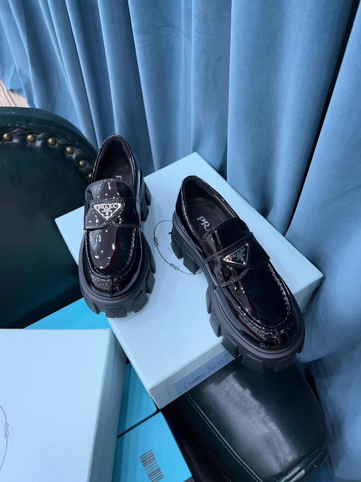 Prada Monolith Brushed Loafers Black For Women 2.4in/60mm Prada 2DE129_B4L_F0002  - Soul Replicas